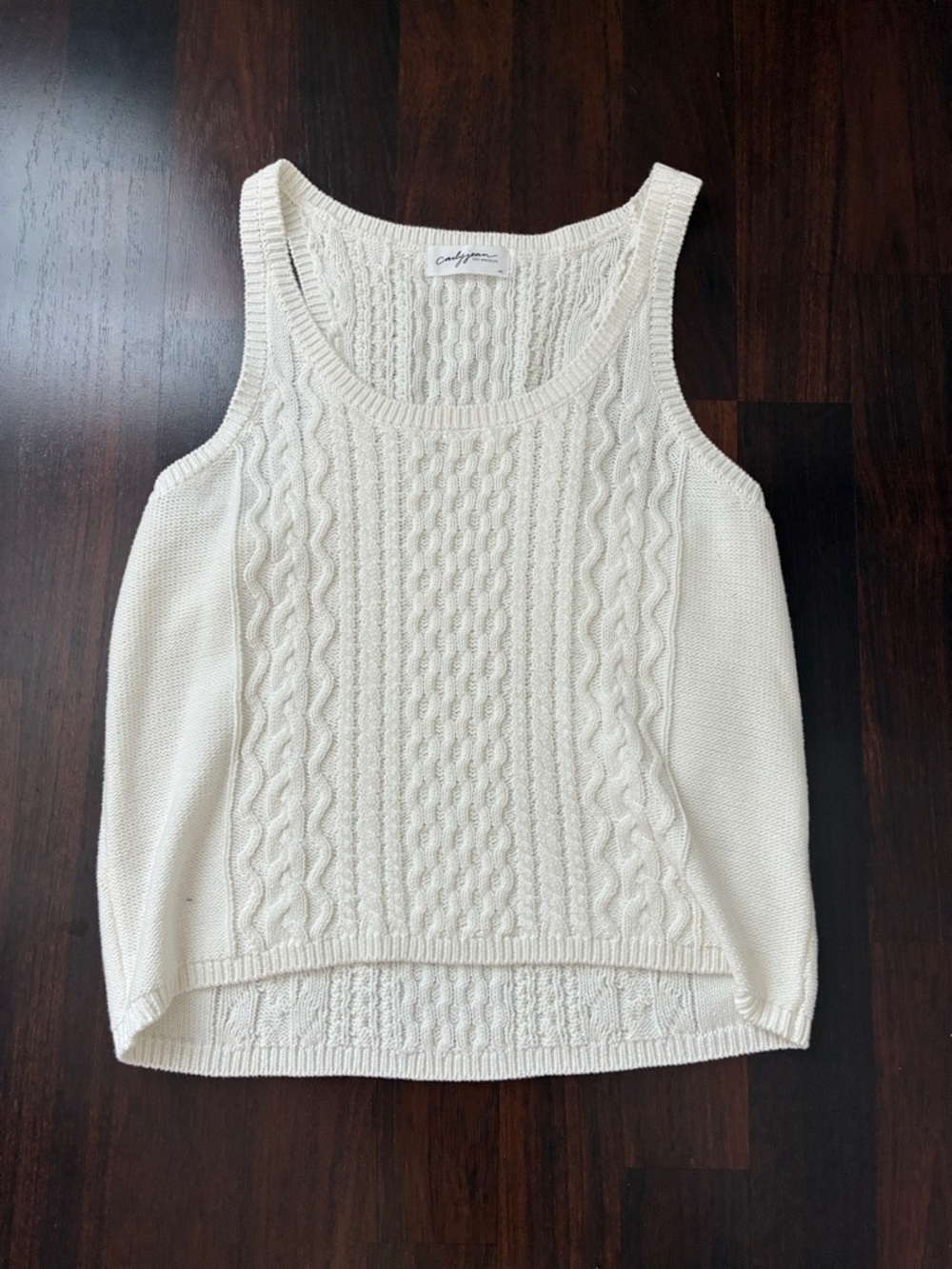Carly Jean Los Angeles Cream Cable Knit Tank